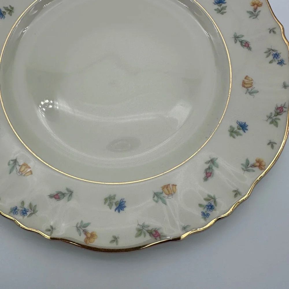 Syracuse China Suzanne Federal Shape Salad Plates Gold Rim Set of 4
